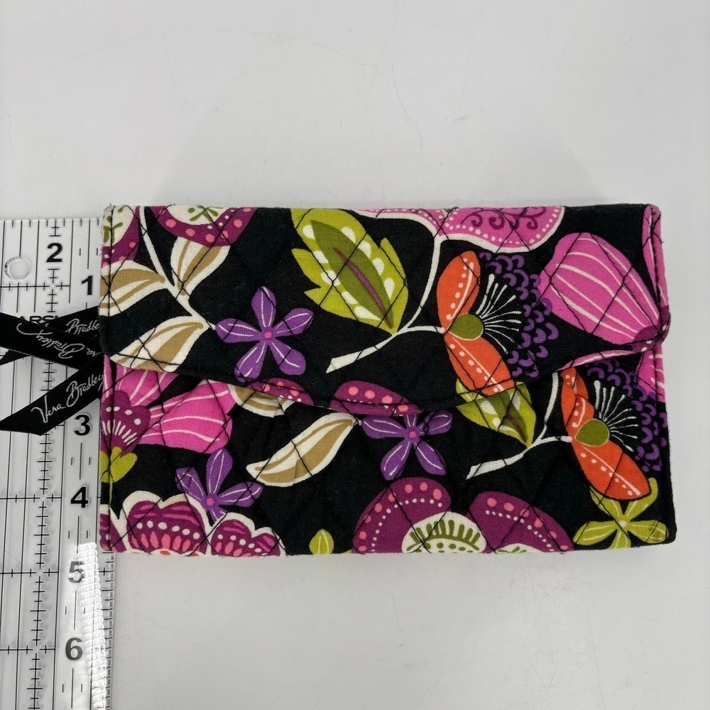Vera Bradley Clutch Wallet Pirouette Pink Floral Quilted Snap Flap 8 Inch - Picture 9 of 9